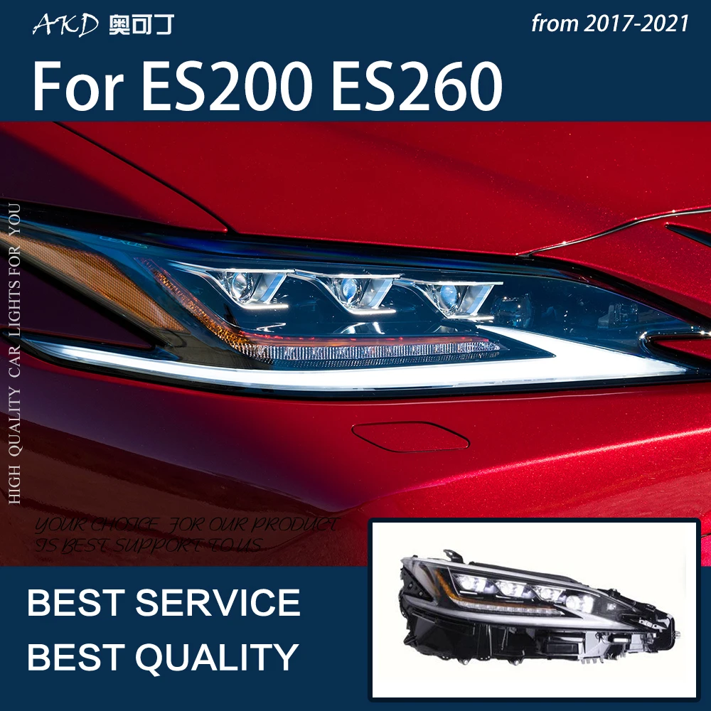 

AKD Car Styling For ES ES200 ES260 2017-2021 LED Guide Crystal Matrix Headlight DRL Fog Lamp Turn Signal Light Low & High Beam
