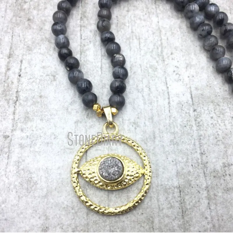 Ожерелье NM4847 с драгоценными камнями золотого цвета неправильной формы круглой