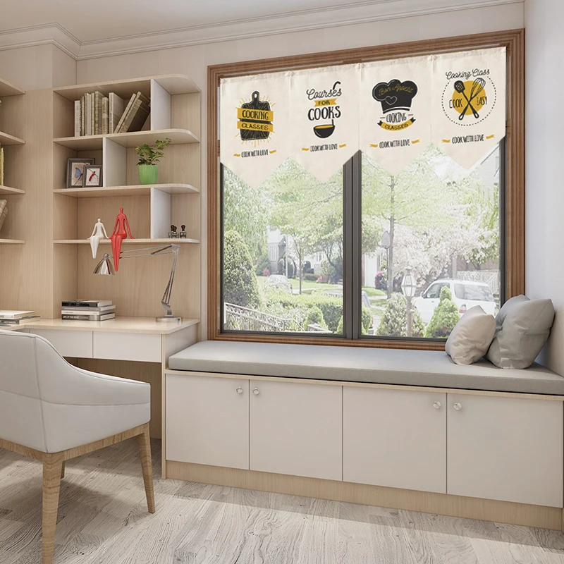 Декоративная треугольная занавеска кухонная полузанавеска мультяшная Короткая