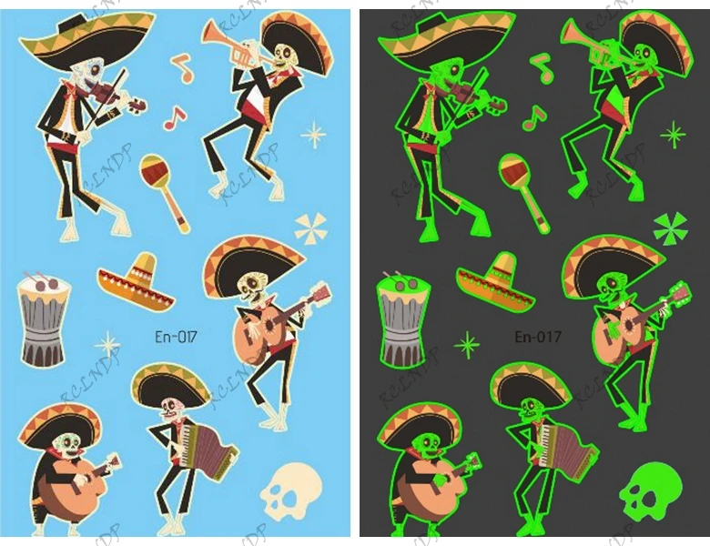 Водостойкая Временная светящаяся тату-наклейка милая тыква череп Хэллоуин день