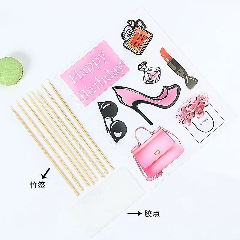 8/9 шт. розовый Топпер для торта С Днем Рождения Свадебная вечеринка кекс вечерние