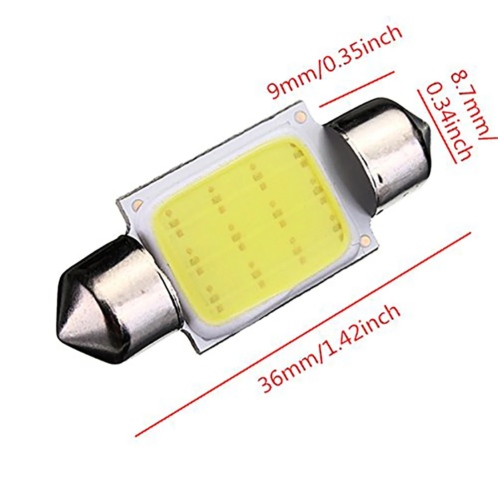 10pcs 31mm 36mm 39mm 41mm car COB LED Bulb C5W C10W White Color Car Dome Reading Light Auto Interior Lamp 6000K DC12V images - 6