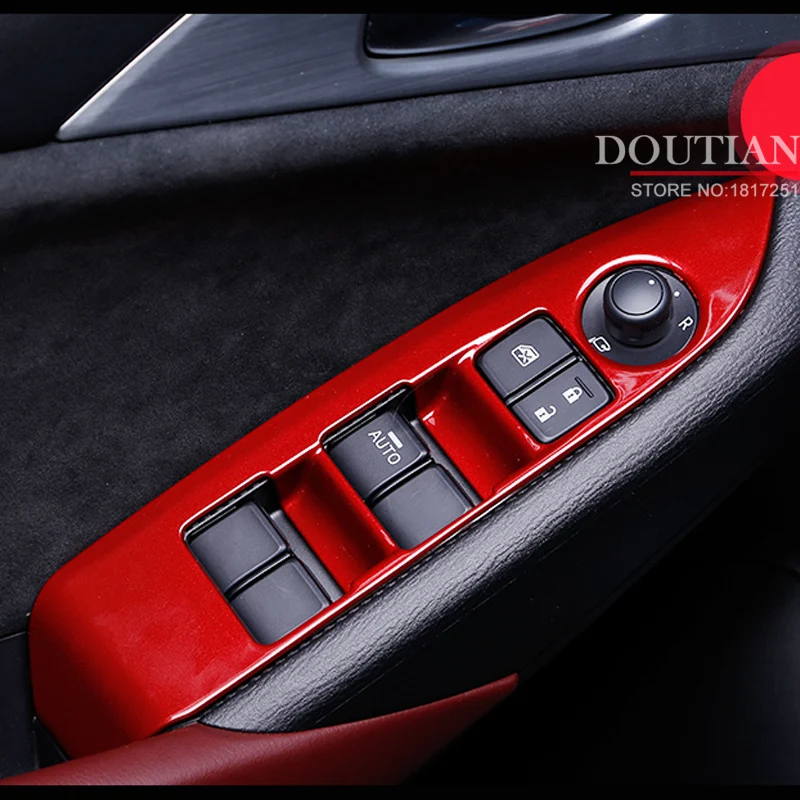 

For Mazda Cx-3 Cx3 2016-2022 ABS Window Lift Panel Trim Glass Switch Rises Cover Car Sticker Red 4pcs