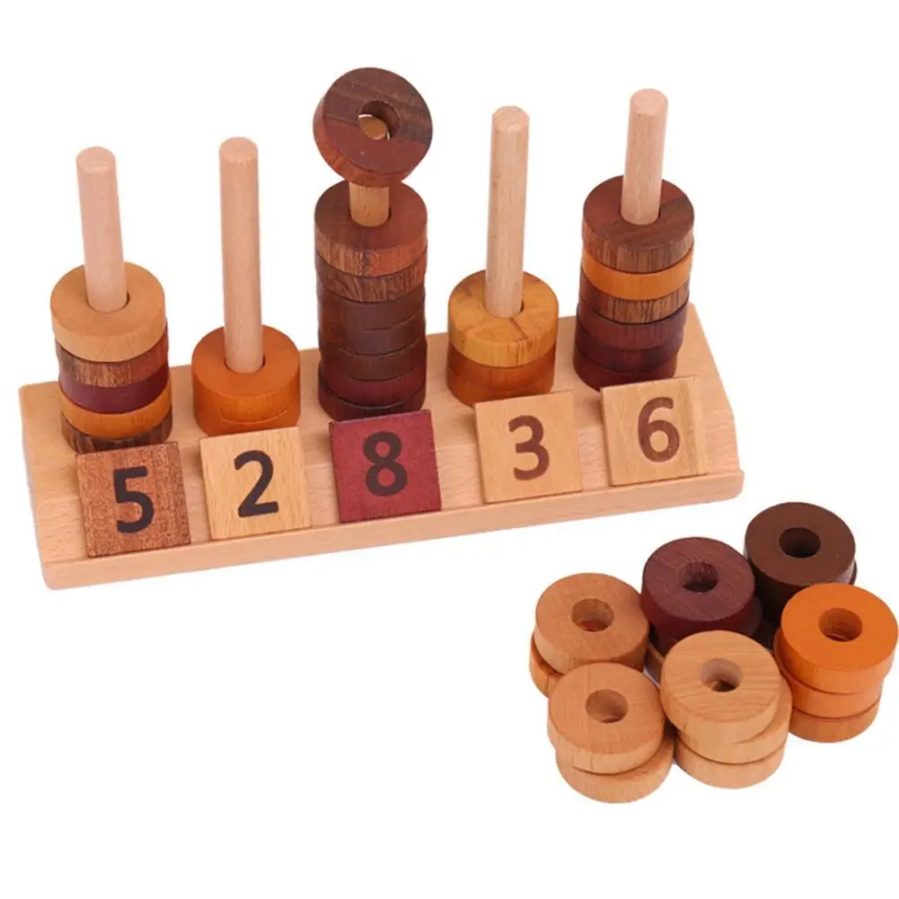 

Montessori Puzzle Counting Wooden Stacking Counting Rings Block Math Arithmetic Learning Education Kids Toy Counting Game