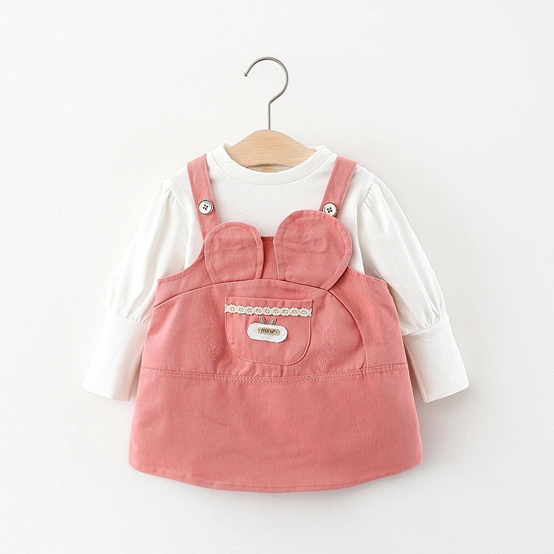 

Bear Leader Autumn Suspender Outfits Solid color Cute Baby Girls Tops And Dress 2Pcs Costume Casual Dresses Newborn Baby Clothes