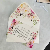 hot colorful flower acrylic card with printed flower envelope customize
