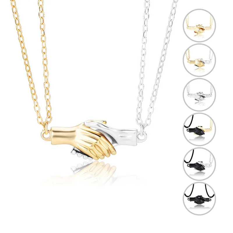 

Fashion Palm Magnet Couple Paired Necklaces Handshake Pendant Necklace For Women Men Best Friend Jewelry Valentine's Day Gift