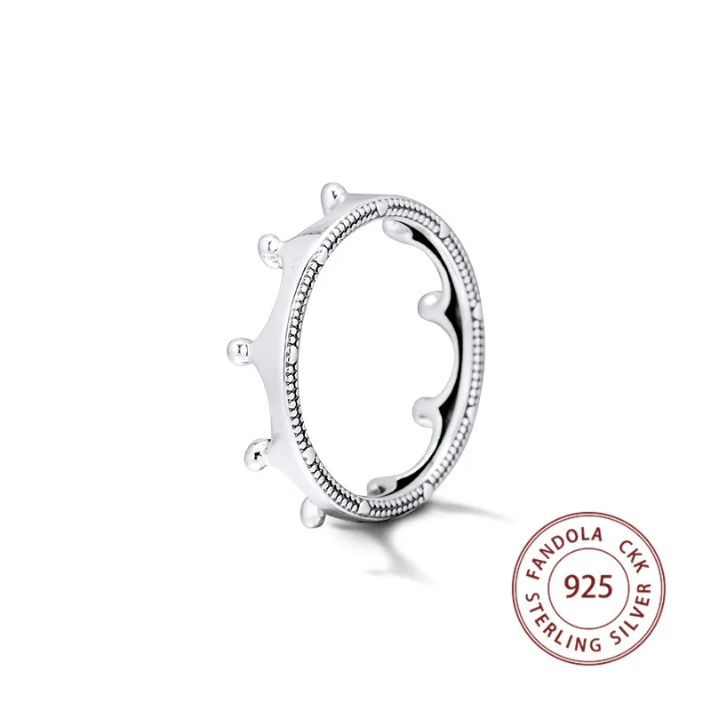 

Authentic S925 Sterling Silver Polished Crown Finger Rings For Women Elegant Fine Jewelry Gift Bague Femme Wholesale