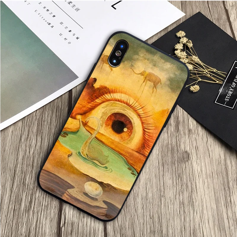 Чехол-накладка для iPhone 12 XR XS Max 5 5S SE 2020 6 6S 7 8 PLUS X 11pro 11 силикон Сальвадор Дали черный