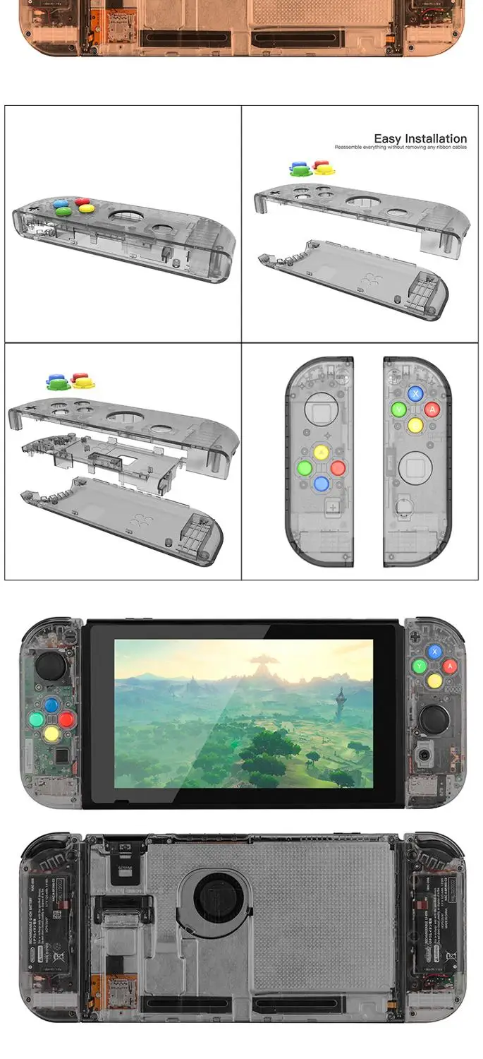 Чехол для корпуса Joy-Con прозрачный красно-синий чехол замены на заказ NS NAND чехлы