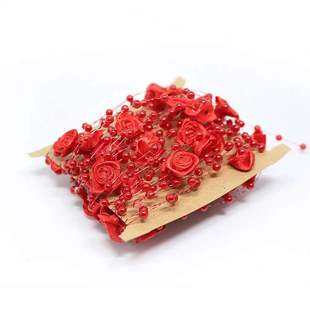 

4PCS Handmade Rose Flower Wedding Party Bead Chain 5m One Card Color Random