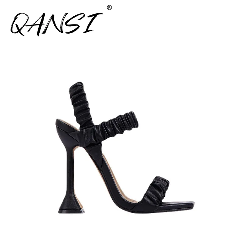 

Square Toe Peep Toe Folds High Heels Women Sandals Summer Party Wedding Women's Shoes Outdoor Non-slip Horseshoe Heel Sandals