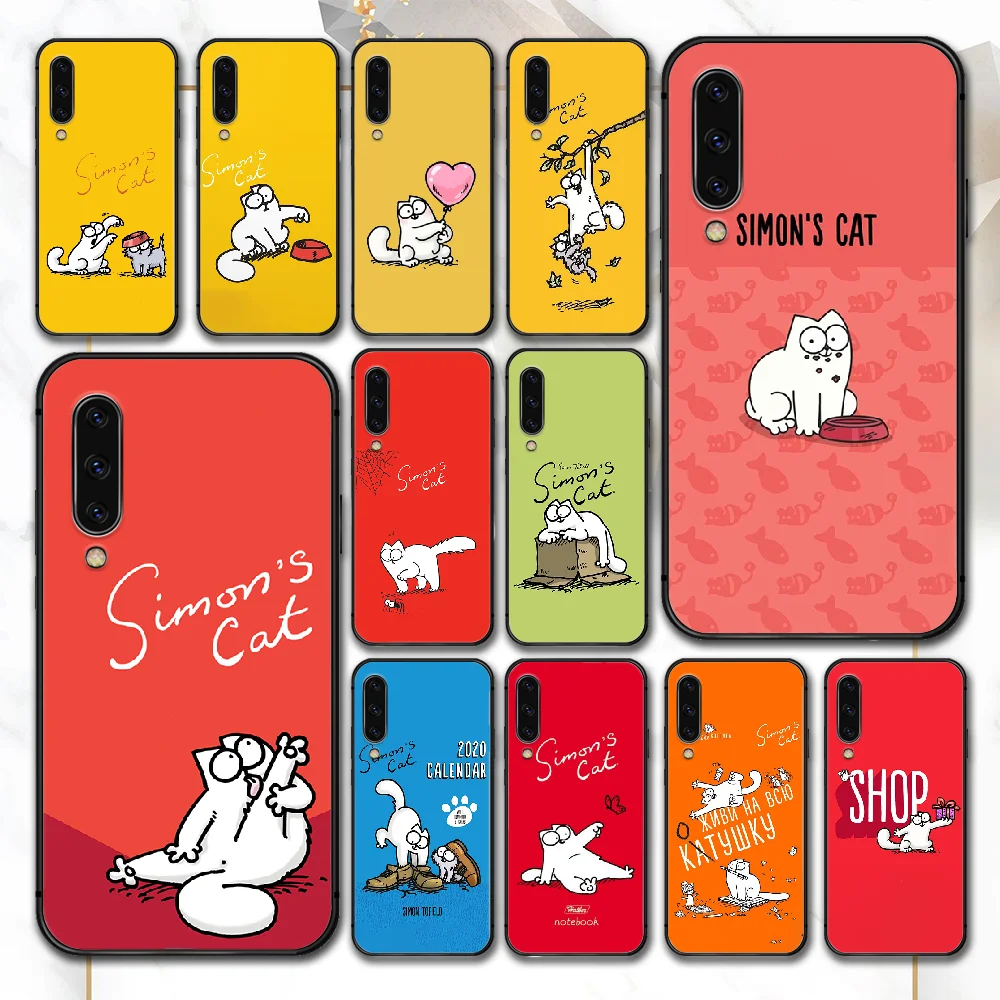

Cartoon Cute Simons Cat Phone Case For Samsung Galaxy A 3 5 7 8 10 20 20E 21S 30 30S 40 50 51 70 71 black Bumper Trend Cell Tpu