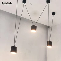 Minimalist Cord LED Pendant Lights DIY Ceiling Hanging Lamp Dining Table Suspension Lighting Fixtures White Black Art Deco Light