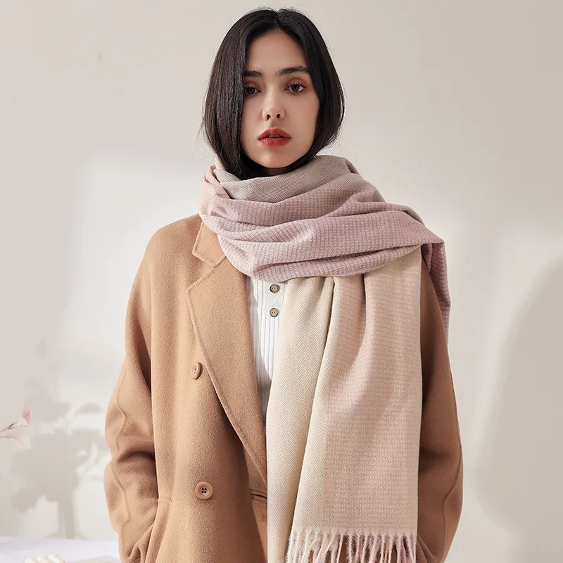 

Imitation Cashmere Scarf Japan South Korea Sweet Solid Color Tassel Scarf Women's New Winter Lengthened Fashionable Warm Shawl