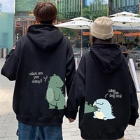 couple dinosaur hoodie autumn fashion sweatshirt women punk korean cartoon tops vintage oversized hooded kawaii hoodie girl