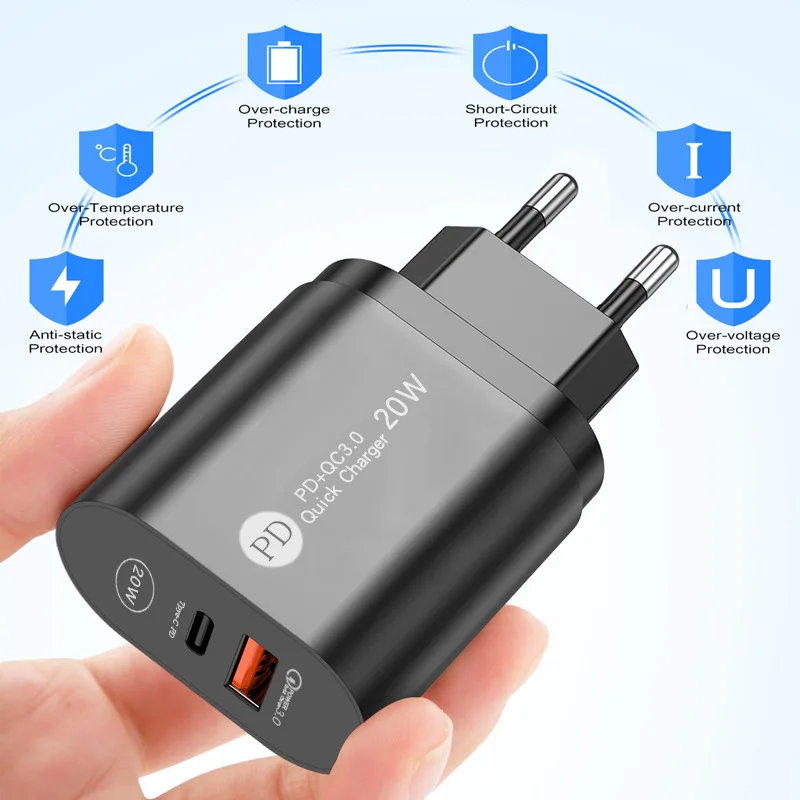 QC3.0 PD 20w Fast Charger Type-c USB Charging Head for Samsung Iphone Phone Huawei Xiaomi Apple IOS Android Applied Quic 5V 4A | Мобильные