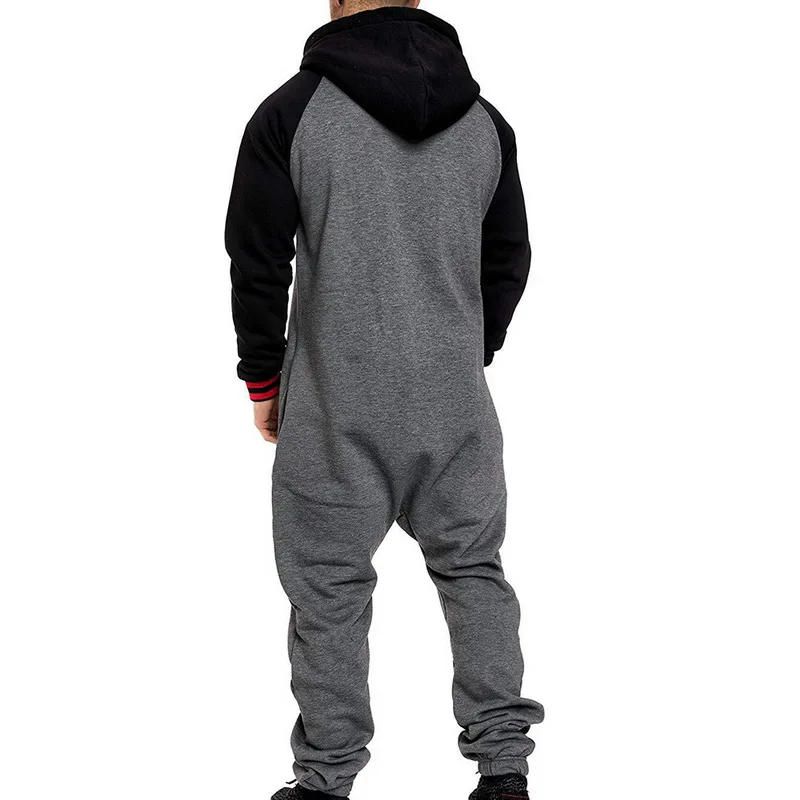 

Men Overalls Brand Long Sleeve Sweatshirt One-piece Garment Pajama Casual Tracksuit Jumpsuit Splicing Long Sleeve Male Clothes