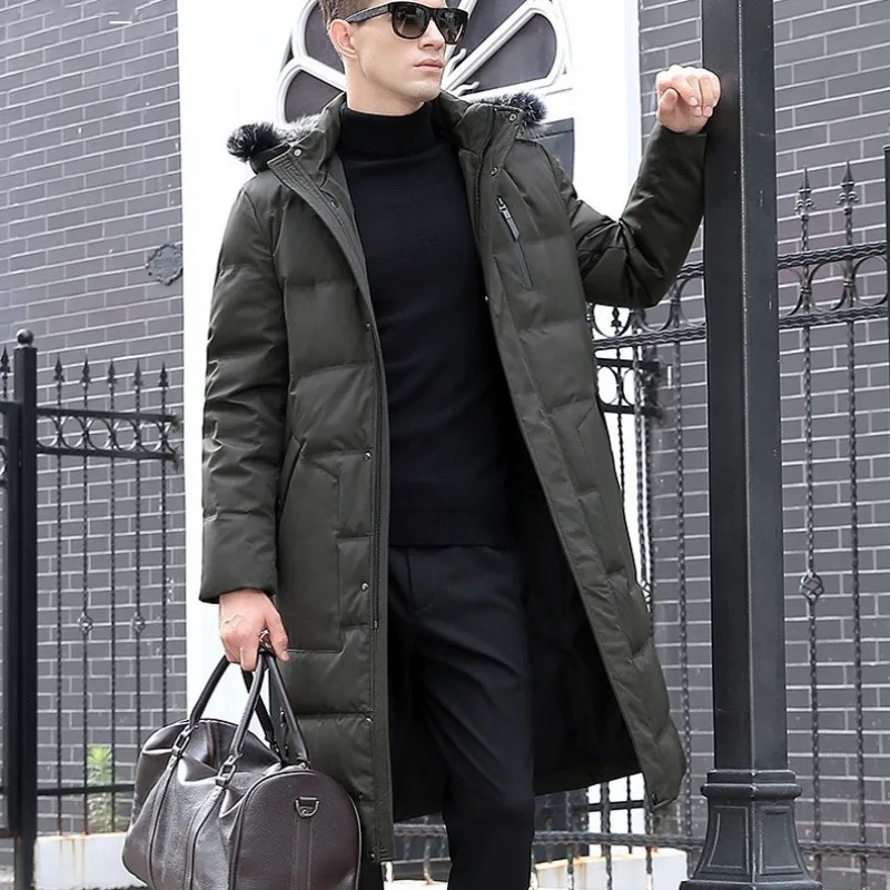 

Высокое качество, зимний мужской пуховик с воротником из лисьего меха, Толстая Теплая стеганая парка, Повседневная Приталенная толстовка с ...