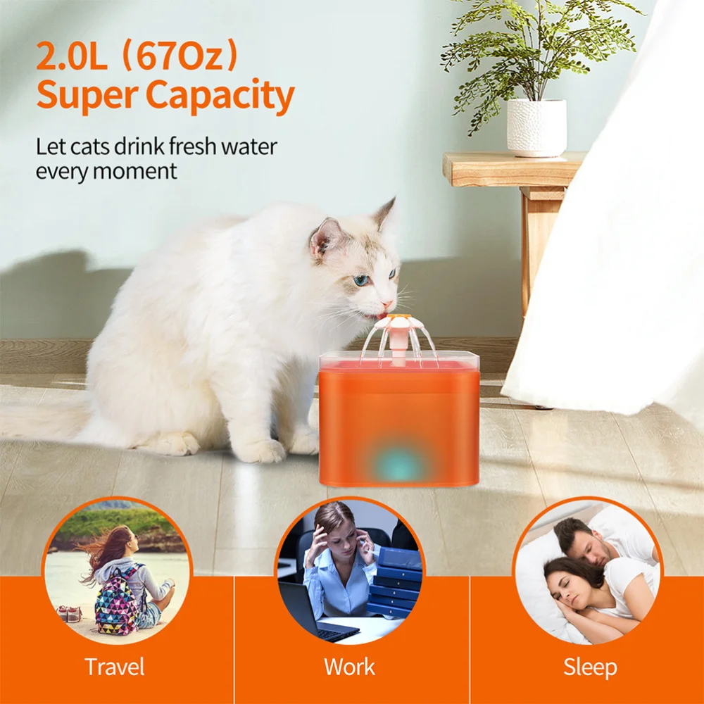 

Pet Waterer 2L Circulation Water Feeder Pet Drinking Tool Machine US Plug