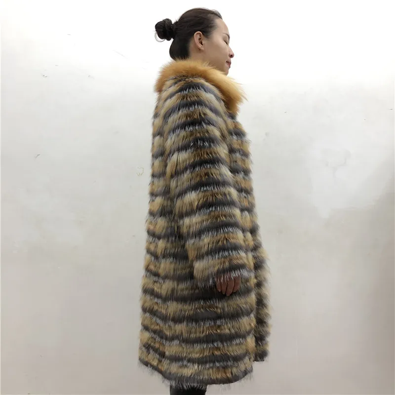 Женское пальто с воротником-стойкой длинное теплое из 2019 натурального Меха