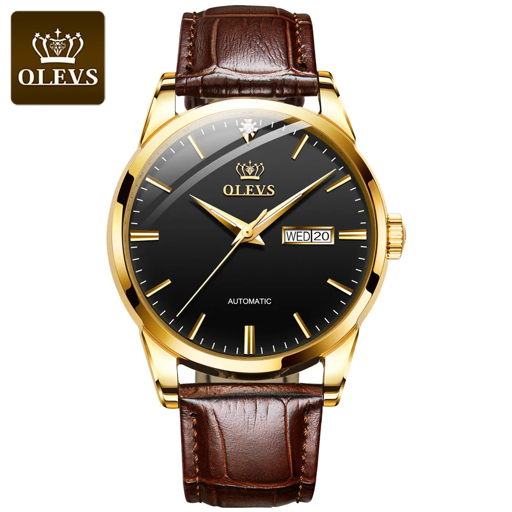 

OLEVS Luxury Leather Mechanical Watch Classic Men's Watches Business Men Automatic Watch Waterproof Clock Man Relogio Masculino
