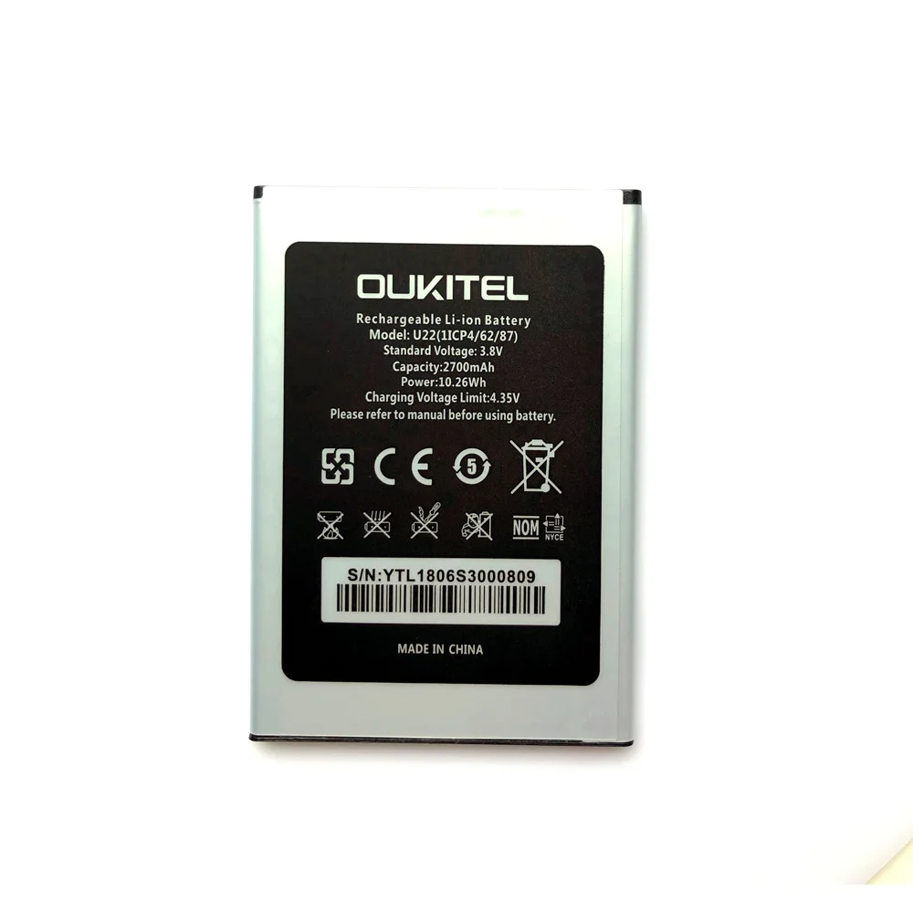 100% оригинальный новый аккумулятор Oukitel U22 2700 мАч запасная батарея для мобильный