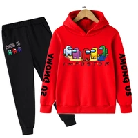 2pcsset baby cartoon cotton among us suit childrens video game hoodiespants long sleeve pants boy girl game impostor clothes