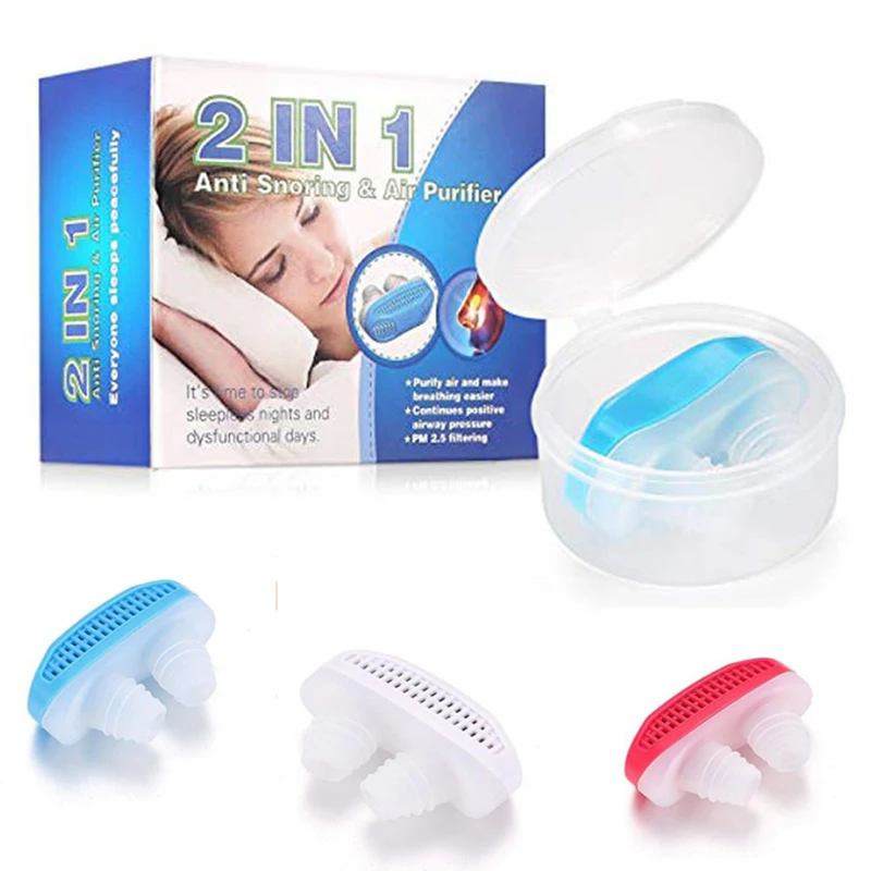 

Two In One Anti Snoring Nose Clip Silicone Anti Snoring Nose Clip Sleep Tray Sleep Aid Apnea Night Guard Device