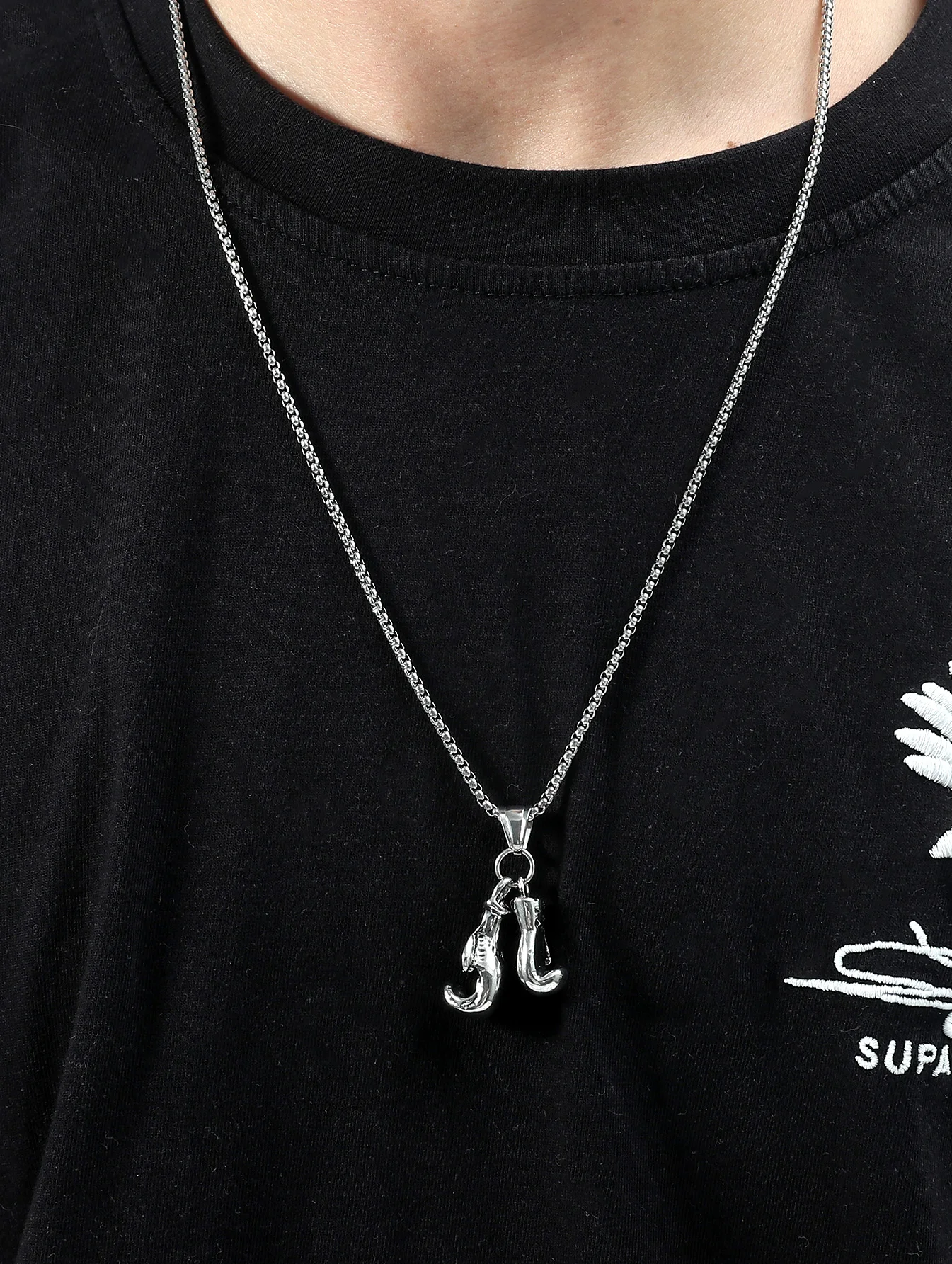 Men Gym Pendant Necklace Stainless Steel Chain Boxing Glove Male Hip Hop Biker Sport Fitness Jewelry | Украшения и аксессуары