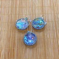 1pcs natural shell cabochons abalone shell beads accessories round shape for charms pendants mother of pearl charms jewelry