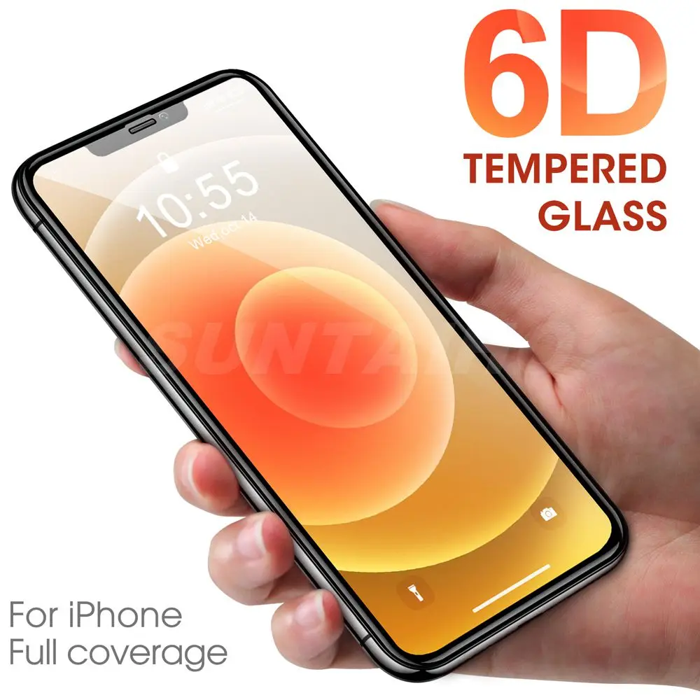 6D Full Cover Tempered Glass For iPhone 12 Pro Mini 8 7 6 6s Plus screen protector Protective glass for iphone 11Pro X XR XS MAX | Мобильные