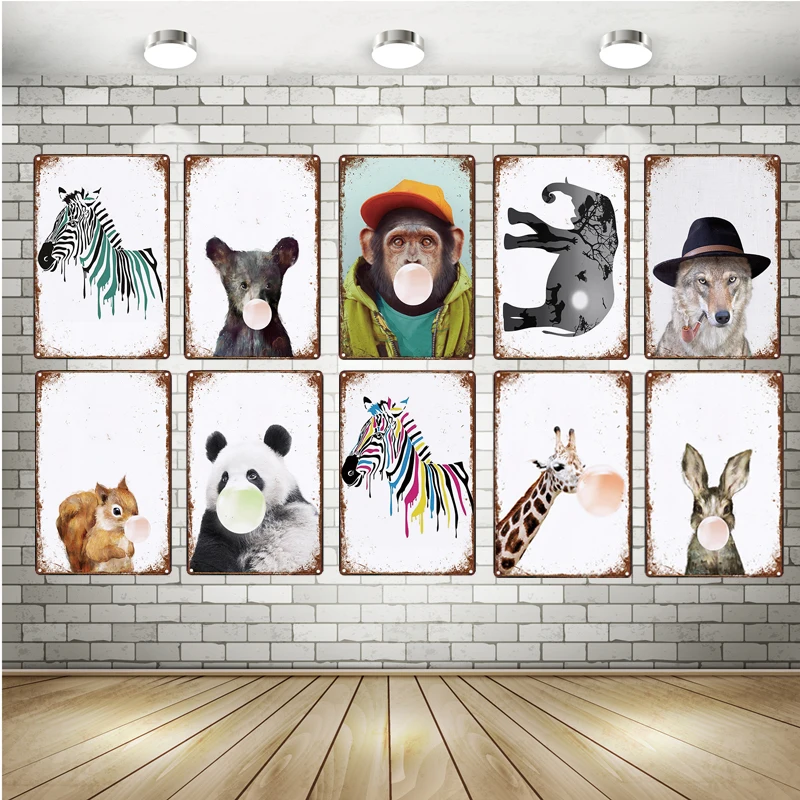 

Animals Vintage Metal Wall Plaques Shabby Chic Tin Signs Metal Poster Art Bar Pub Iron Painting Posters Wall Decorative Plate