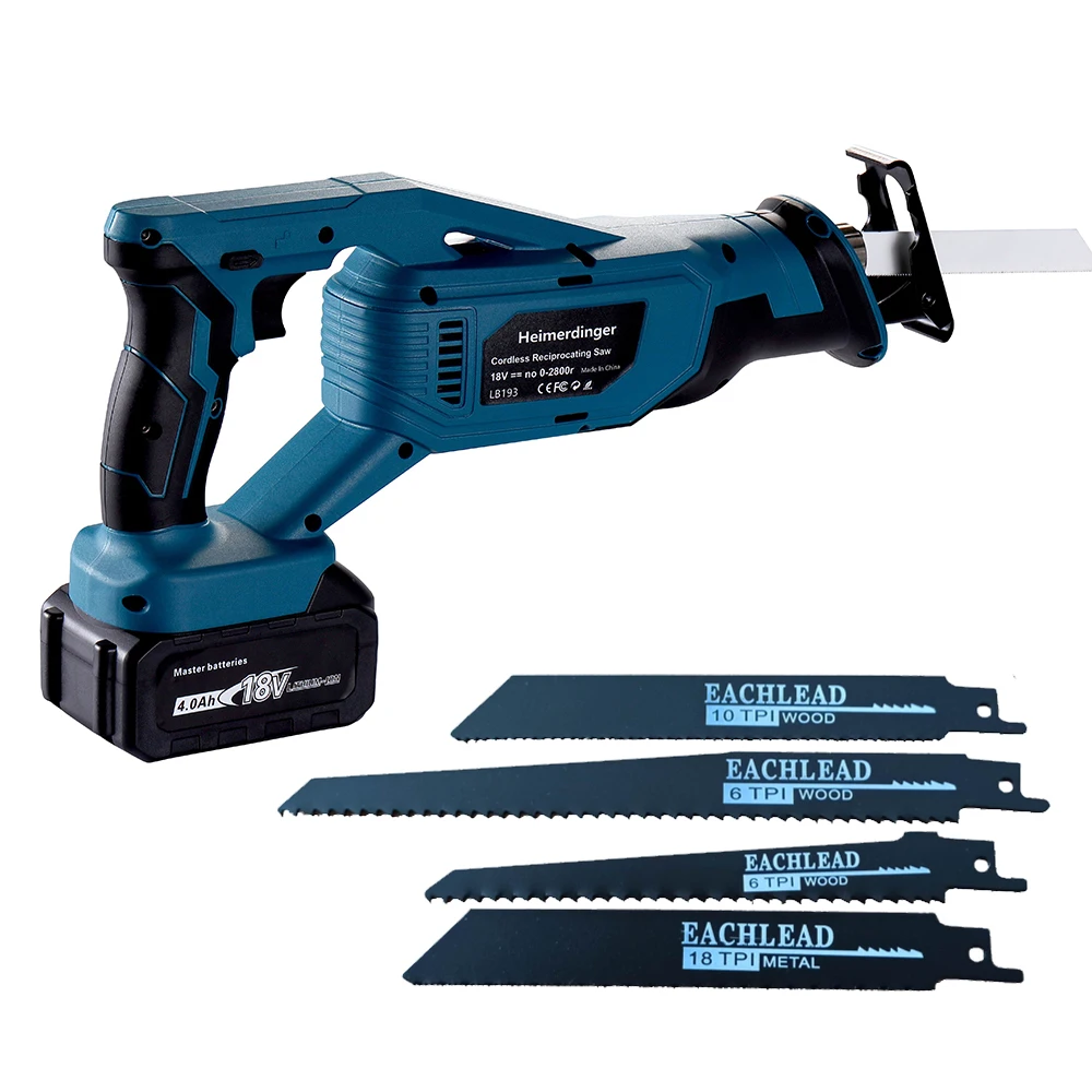 18V Lithium battery reciprocating saw 18v cordless with two 4.0 Ah batteries |