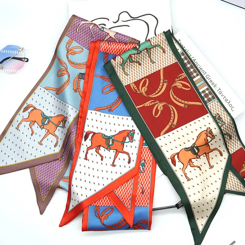 Шарф Шелковый женский с принтом в виде лошади |