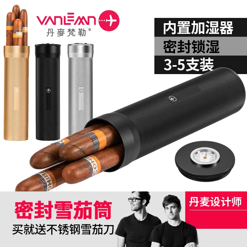 

Vanlemn Cigar Moisturizing Tube Portable Humidor Sleeve Tank Portable Travel Sealing Locking Humidifying Smoking Set