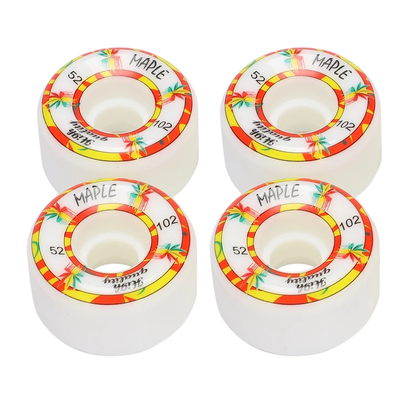 

MAPLE 4Pcs/Set Skateboard Wheels 52X32mm PU Skateboard Wheels Double Rocker Skateboard Wheels High Resilience Wheels