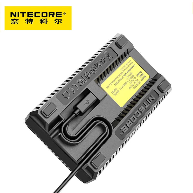 Быстрое зарядное устройство Nitecore UCN4 Pro с двумя слотами USB QC для Canon DSLR EOS 1D 1DX 1DS Mark II