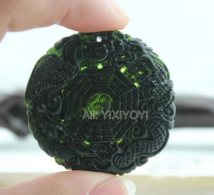 2 шт. оптовые продажи натуральный черный зеленый камень Yu резной китайский дракон