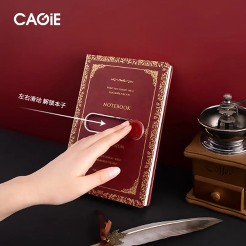 A5 Classical Diary With Lock Sliding Unlock Notebook Business Office Agenda Notepad Kawaii Note Birthday Gift | Канцтовары для