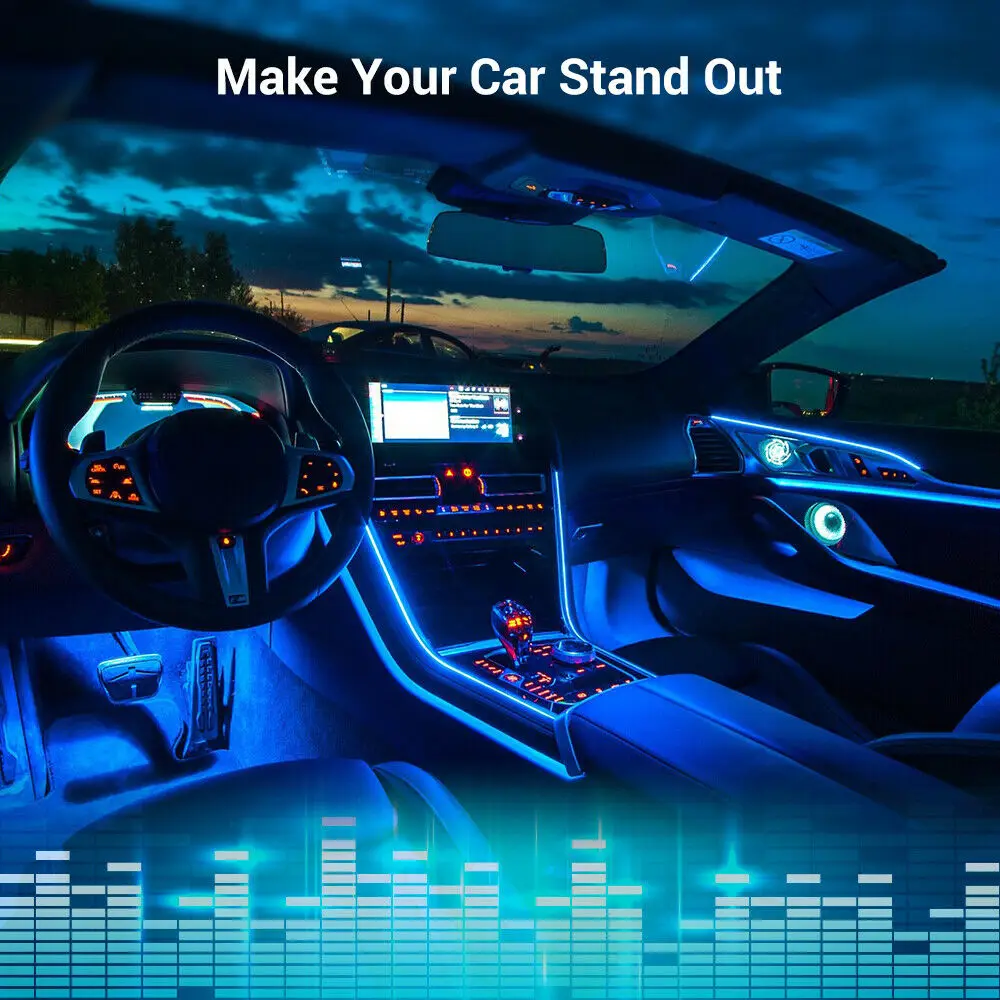 

Flexible Car LED Interior Light Strip RGB Atmosphere Lamp Bluetooth Music App Control Multicolor neon LED Light Kit for SUV Truc