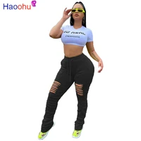 plus size neon green hole stacked joggers women stretch high waist bell bottom sweatpant casual bodycon flare trouser leggings