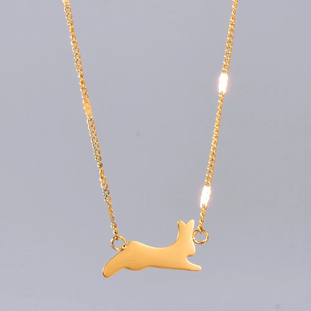 

2020 New Trend Cute Rabbit Necklace for Women Stainless Steel Gold Animal Pendant With Charms Jewelry Christmas Gifts