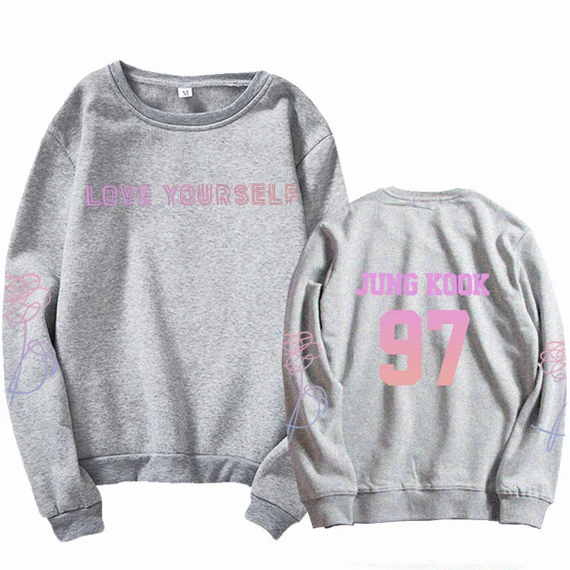 Толстовка с капюшоном love yourself k pop bangtan boys Свитшот Jung Kook 97 suga унисекс корейские
