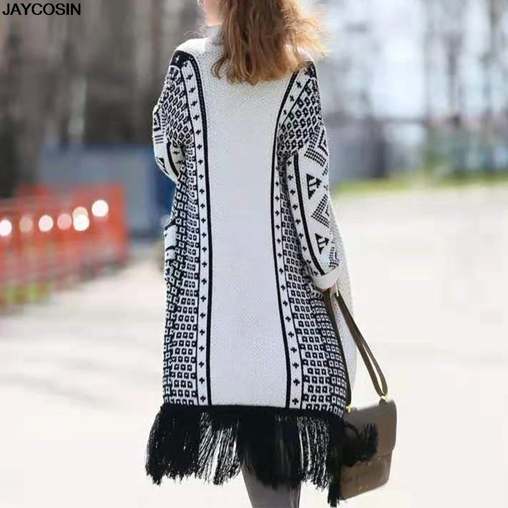 JAYCOSIN свитер куртка 2019 оверсайз вязаные кардиганы свободные клетчатые Джемперы