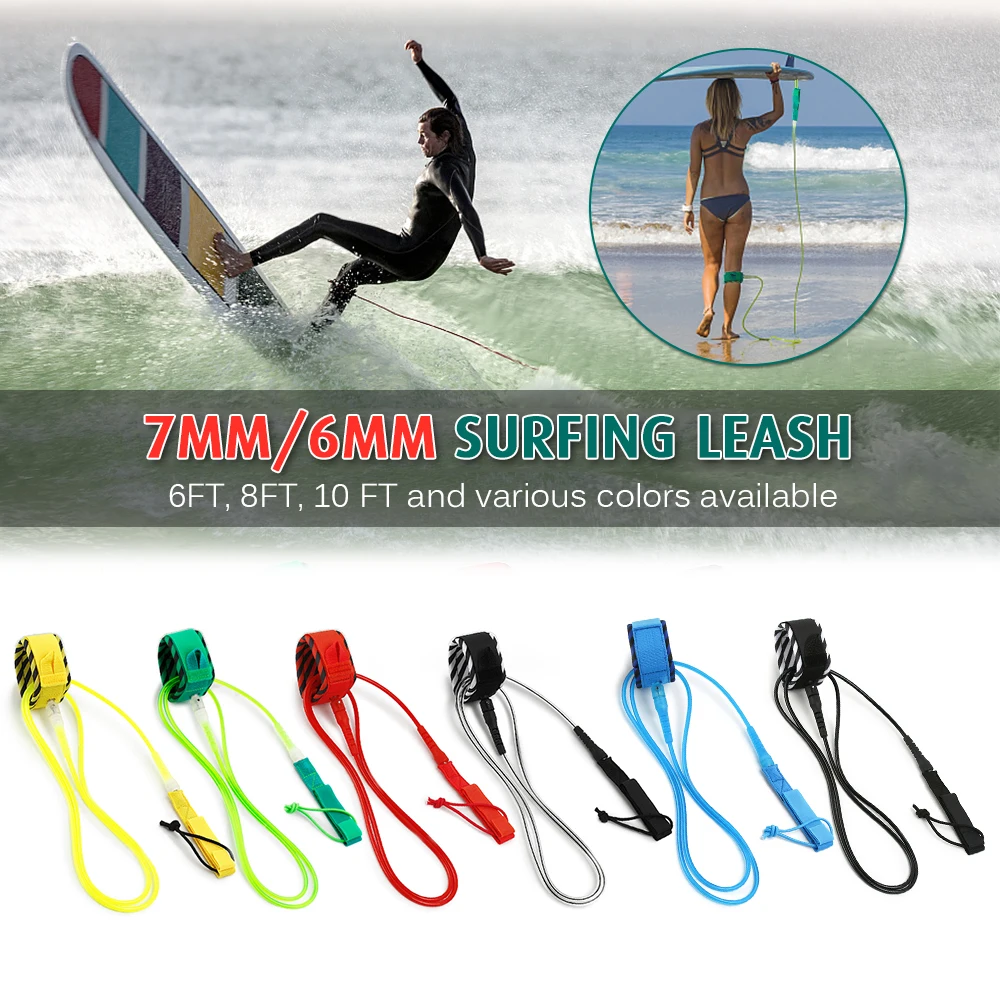 

6FT Hoge kwaliteit Paddle Leash Surf Leash Surfboard Leash Glad Steel Swivel Surfen Been Touw Gladde Stalen Paddle board Leash