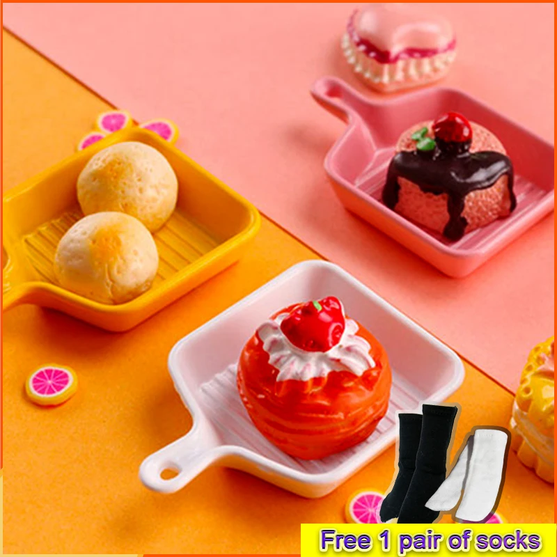 

1:12 Points OB11 Mini Western Food Plate Simulation Model Doll House Decoration Kitchen Utensils In Various Colors