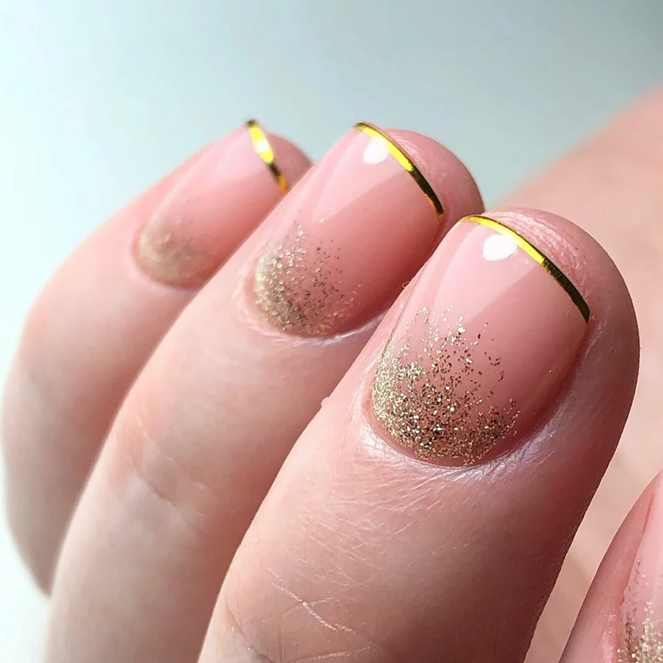 

Rose Gold Straight Curved Liners Nail Stickers Smiley Stripe Tape Nail Art Sliders Shining Decor Decals Manicure LESTZGS004-104