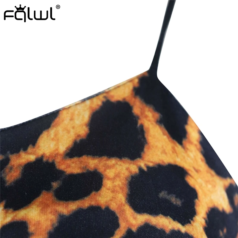 Сексуальное облегающее леопардовое платье FQLWL на бретелях-спагетти женское