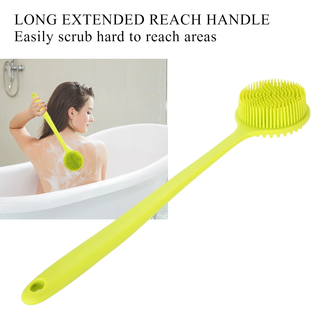 

Long Handle Silicone Massage Shower Brush Wash Brush Woman Man Skin Care Back Body Exfoliating Bathroom Shower Tool Brush